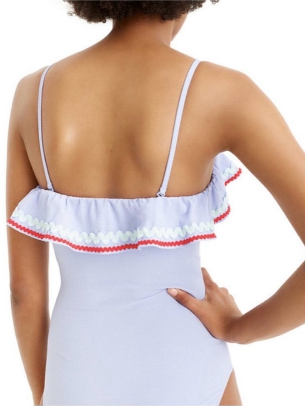 NWT Jcrew Light blue Ric Rac Ruffle Underwire One-piece Swimsuit Size 6 - Picture 3 of 6